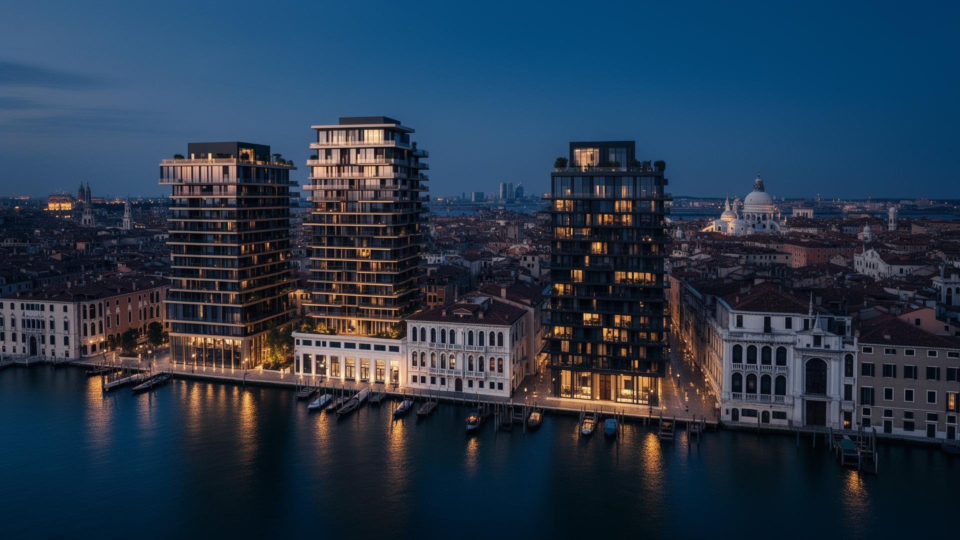 Skyline di Venezia con condomini moderni